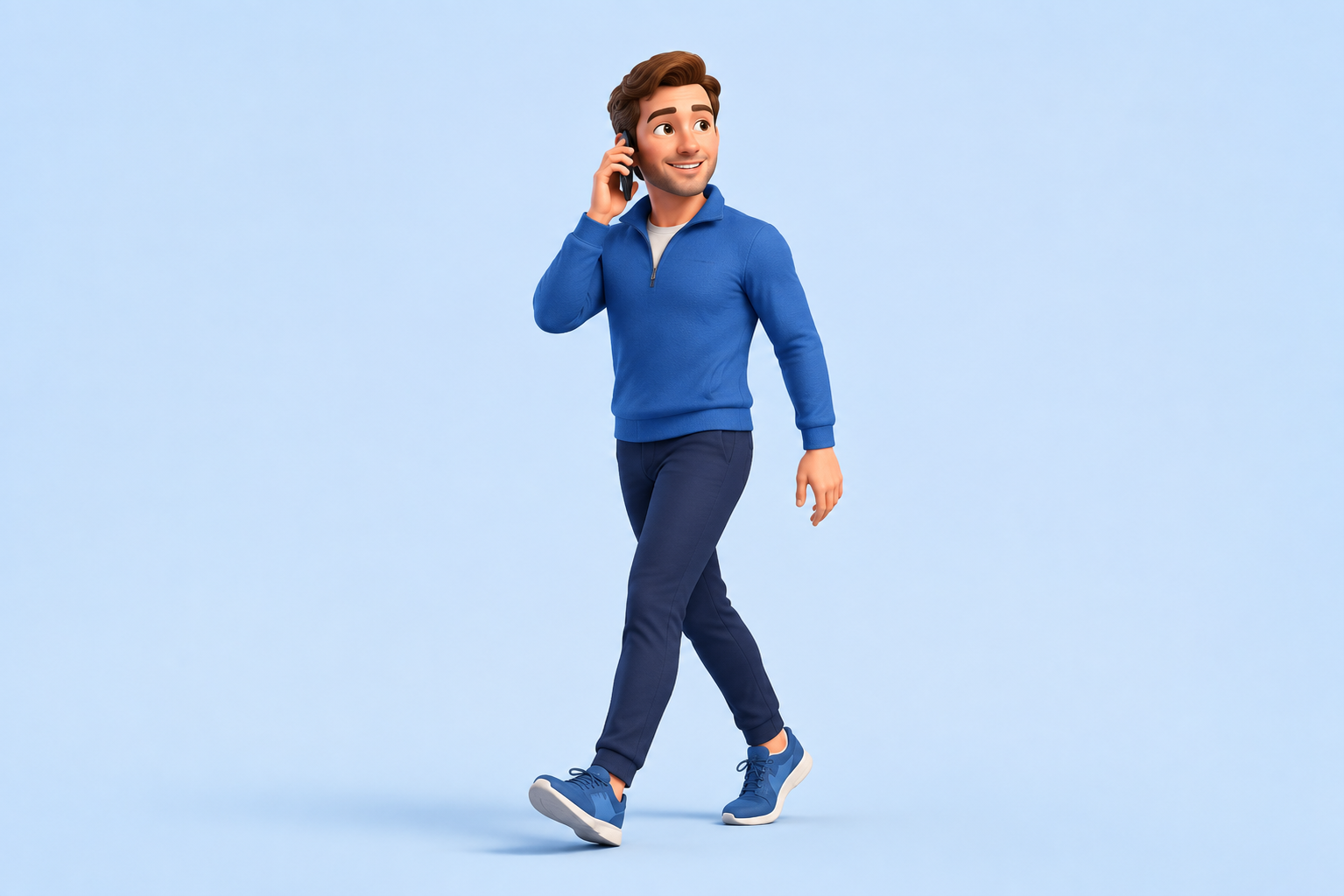 Illustration of a person walking while talking on the phone